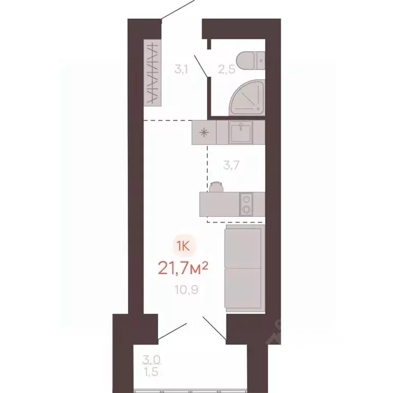 1-к кв. Алтайский край, Новоалтайск ул. Южсиба, 52А (21.7 м) - Фото 1