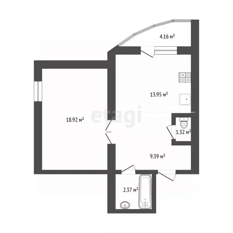 1-к кв. Тюменская область, Тюмень Транспортная ул., 82 (45.0 м) - Фото 2