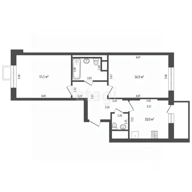 2-к кв. Москва ул. Героев Панфиловцев, 31 (57.7 м) - Фото 2
