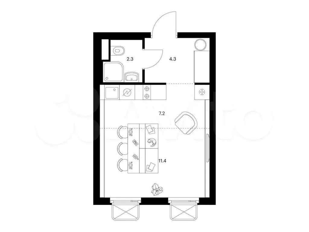 Квартира-студия, 25,2 м, 7/26 эт. - Фото 0