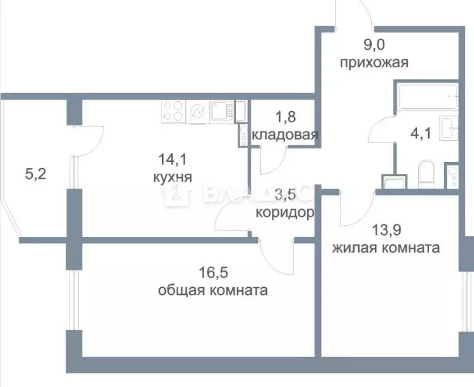 2-комнатная квартира: деревня Голубое, Парковый бульвар, 2к3 (71 м) - Фото 0