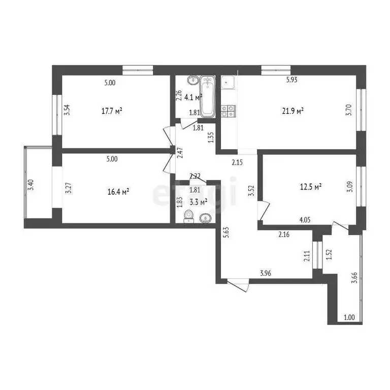 3-комнатная квартира: Тюмень, улица Мельникайте, 136к6 (95.3 м) - Фото 0