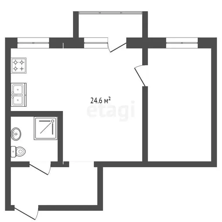 2-комнатная квартира: Самара, Физкультурная улица, 5 (35 м) - Фото 1