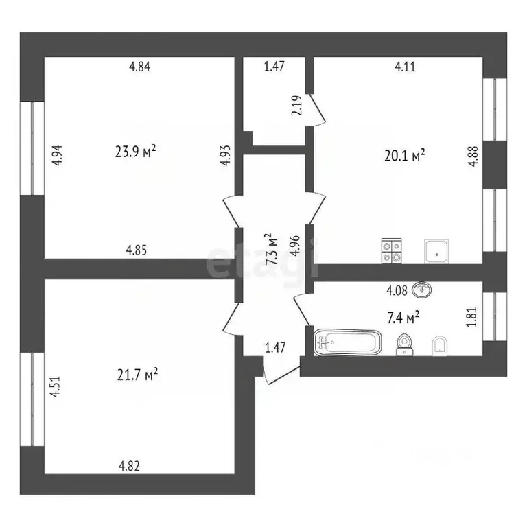 3-к кв. Москва Студенческая ул., 32 (83.6 м) - Фото 2