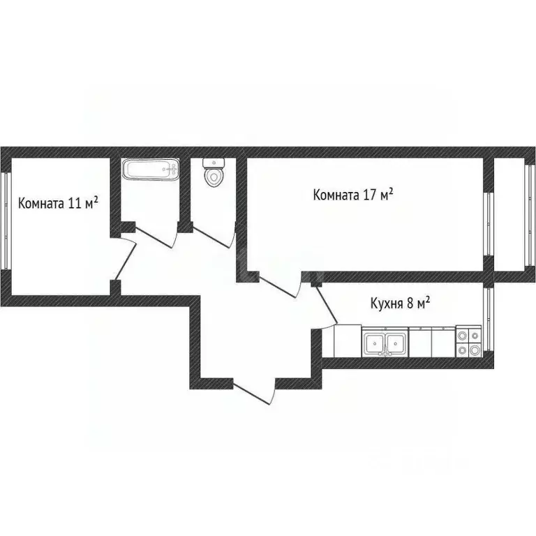 2-к кв. Татарстан, Казань ул. Академика Парина, 12 (51.2 м) - Фото 2