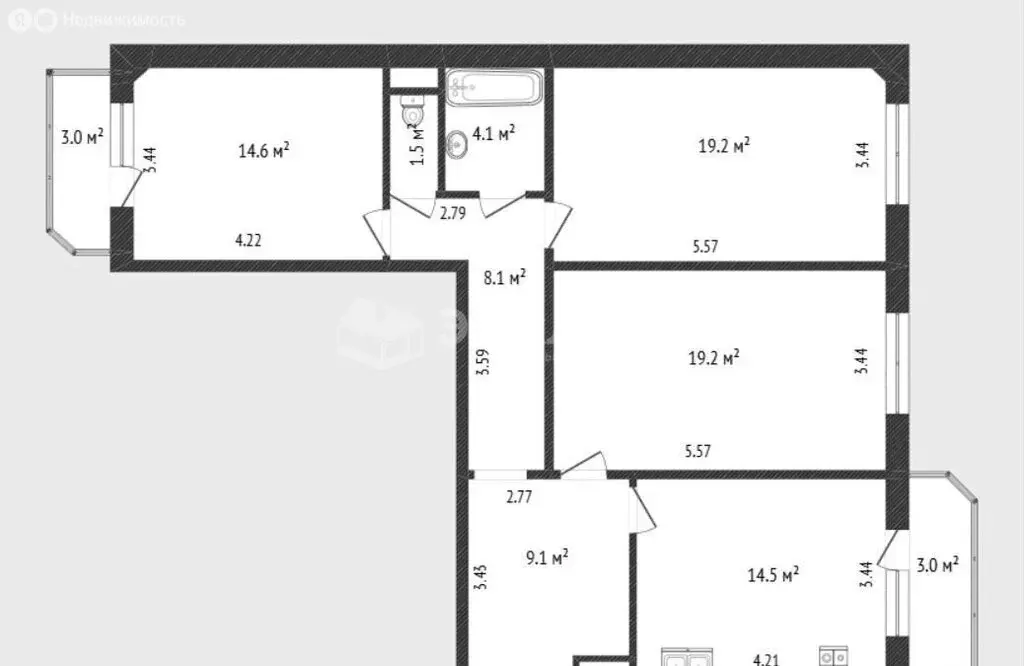 3-комнатная квартира: Тюмень, улица Николая Семёнова, 29к2 (70 м) - Фото 1