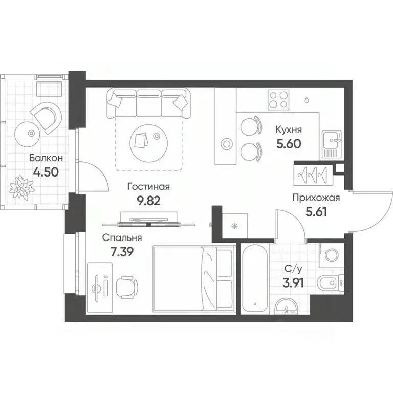 2-к кв. татарстан, казань ул. гаврилова, 5бк1 (33.7 м) - Фото 0