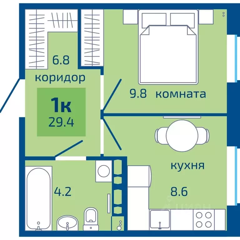 1-к кв. Пермский край, Пермь ул. Старшего Лейтенанта Гачегова, 1 (29.4 ... - Фото 0