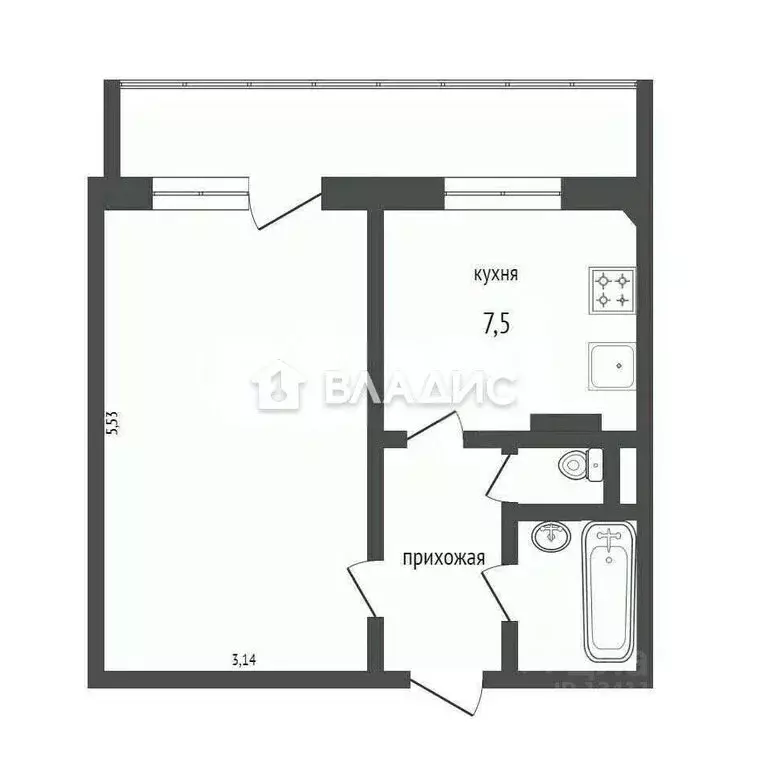 1-комнатная квартира: Белгород, проспект Ватутина, 23А (32 м) - Фото 1