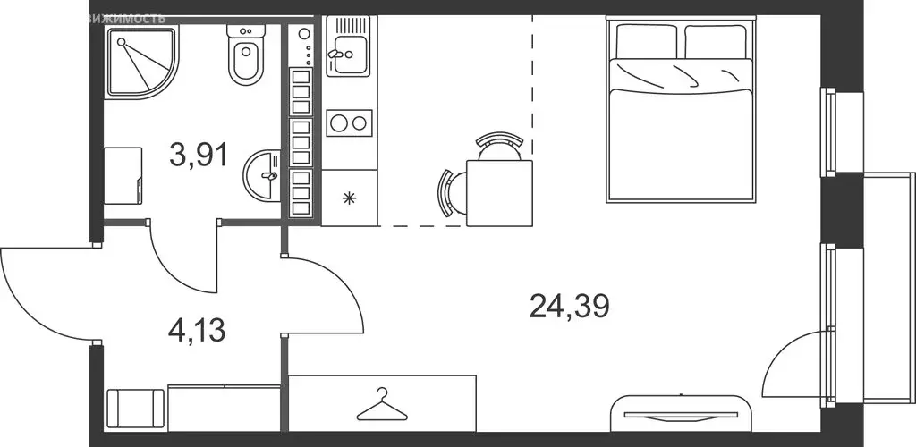 Квартира-студия: Ленинградская область, Гатчинский муниципальный ... - Фото 2