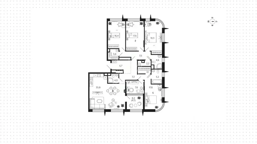 5-к кв. Москва наб. Марка Шагала, 15к1 (162.0 м) - Фото 1