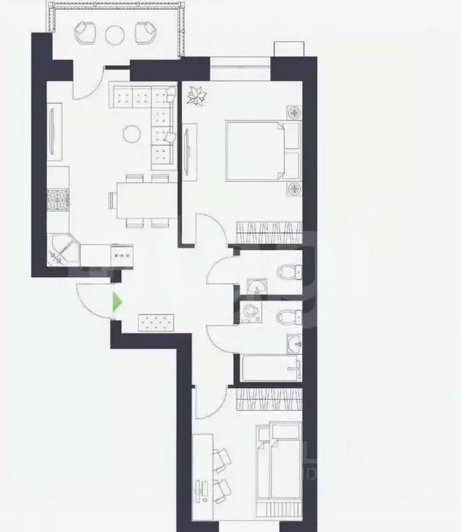 2-к кв. Татарстан, Казань ул. Азата Аббасова, 3 (50.0 м) - Фото 2