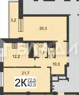 2-к кв. Нижегородская область, Нижний Новгород Горная ул., 6А (69.3 м) - Фото 2