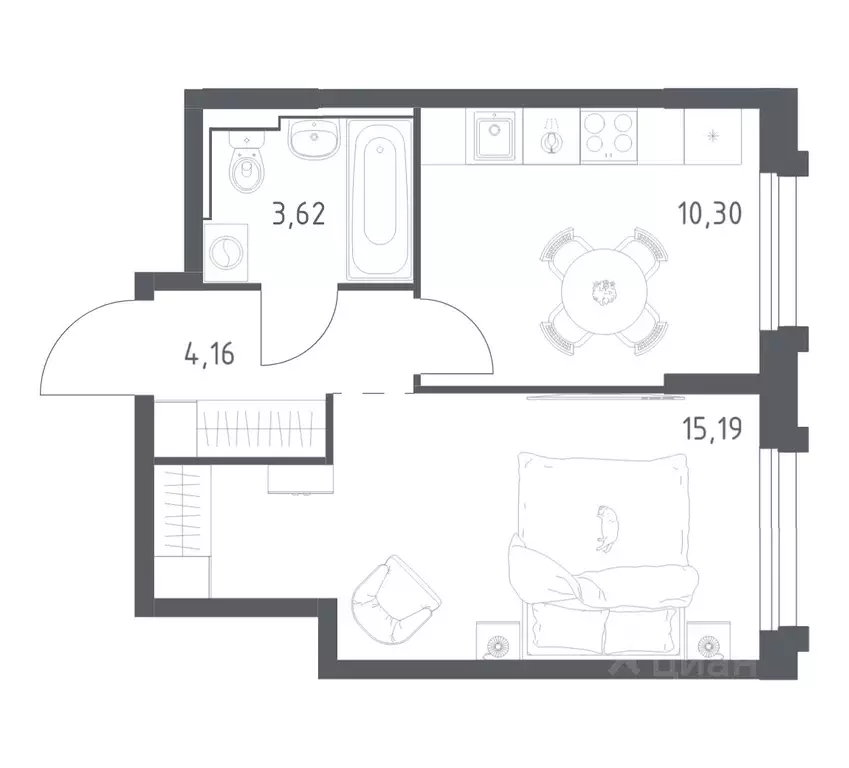 1-к кв. Забайкальский край, Чита Железобетонная ул., 1/1 (33.27 м) - Фото 1