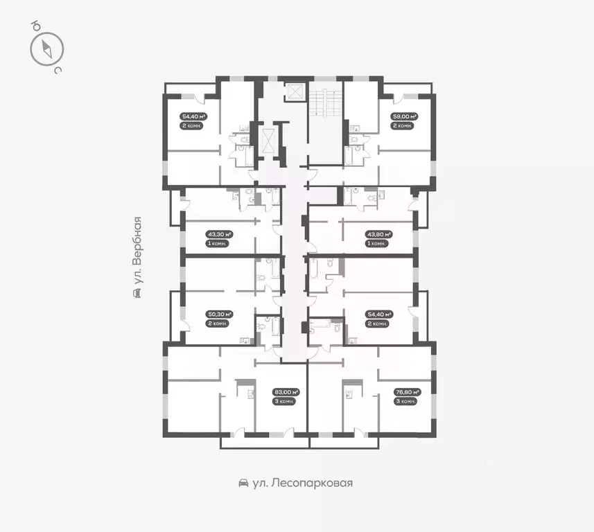 2-к кв. Красноярский край, Красноярск Белый Квартал на Свободном жилой ... - Фото 2