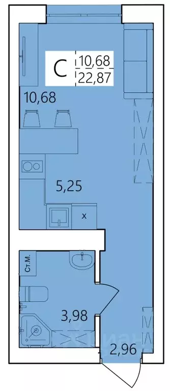 Студия Башкортостан, Уфа ул. Пожарского, 237 (22.87 м) - Фото 1