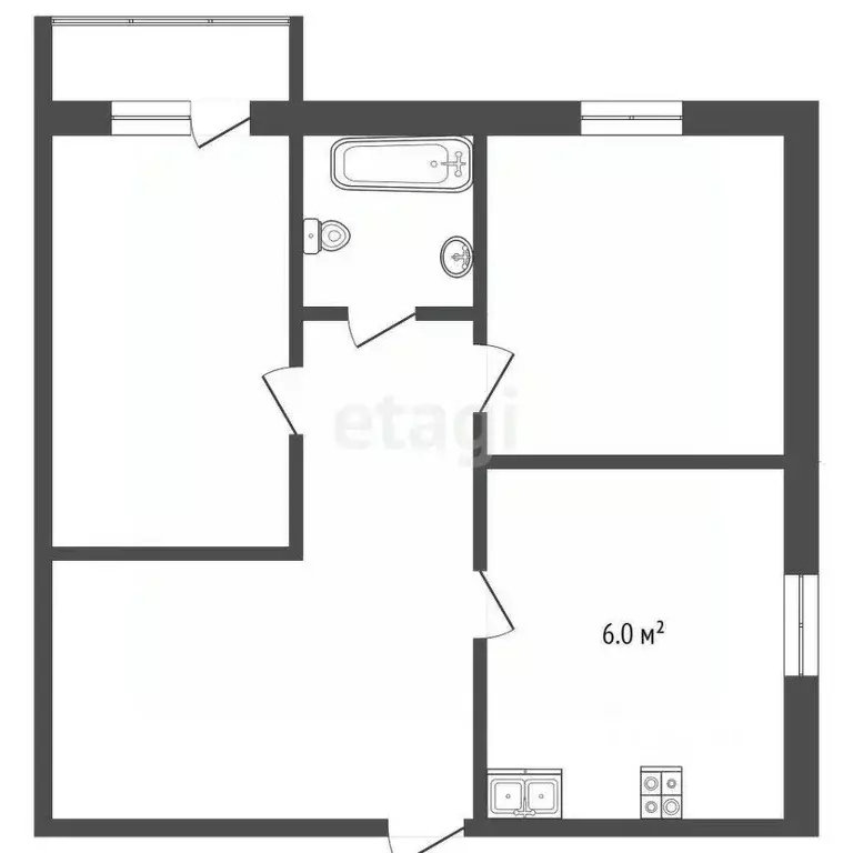 2-к кв. Ростовская область, Таганрог ул. Розы Люксембург, 305 (46.0 м) - Фото 2