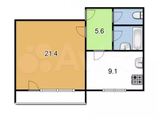 Квартира-студия, 27 м, 3/3 эт. - Фото 0