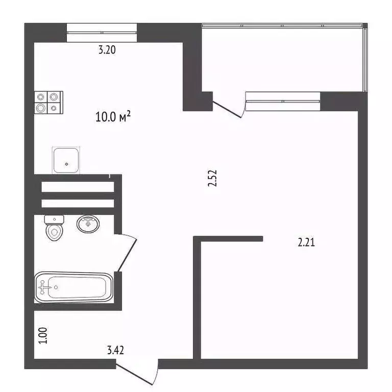 1-к кв. Тюменская область, Тюмень ул. Муравленко, 3к1 (38.4 м) - Фото 2