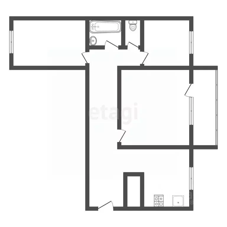 3-к кв. Тульская область, Ефремовский муниципальный округ, пос. ... - Фото 2