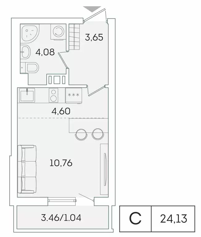 Квартира-студия: Мурино, Графская улица, 6к4 (23.2 м) - Фото 0