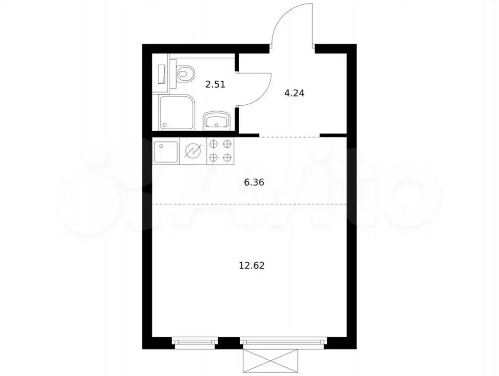 Квартира-студия, 25,7 м, 14/33 эт. - Фото 0