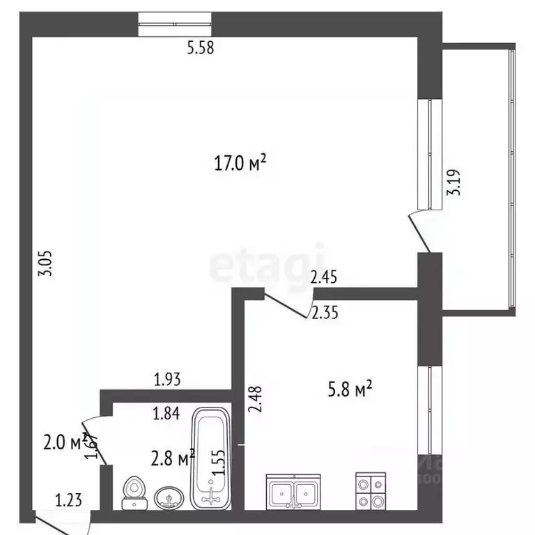 1-к кв. Забайкальский край, Чита ул. Чайковского, 23 (30.8 м) - Фото 1