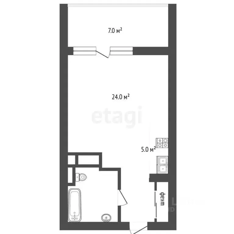 Студия Севастополь ул. Летчиков, 10 (35.0 м) - Фото 1