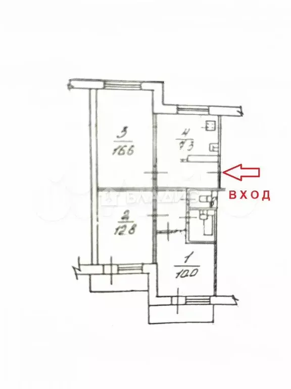 3-к. квартира, 58,6 м, 5/9 эт. - Фото 0