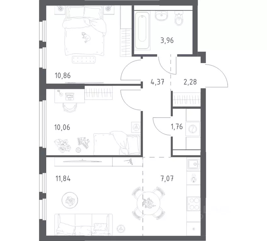 2-к кв. Московская область, Ленинский городской округ, Мисайлово пгт, ... - Фото 1