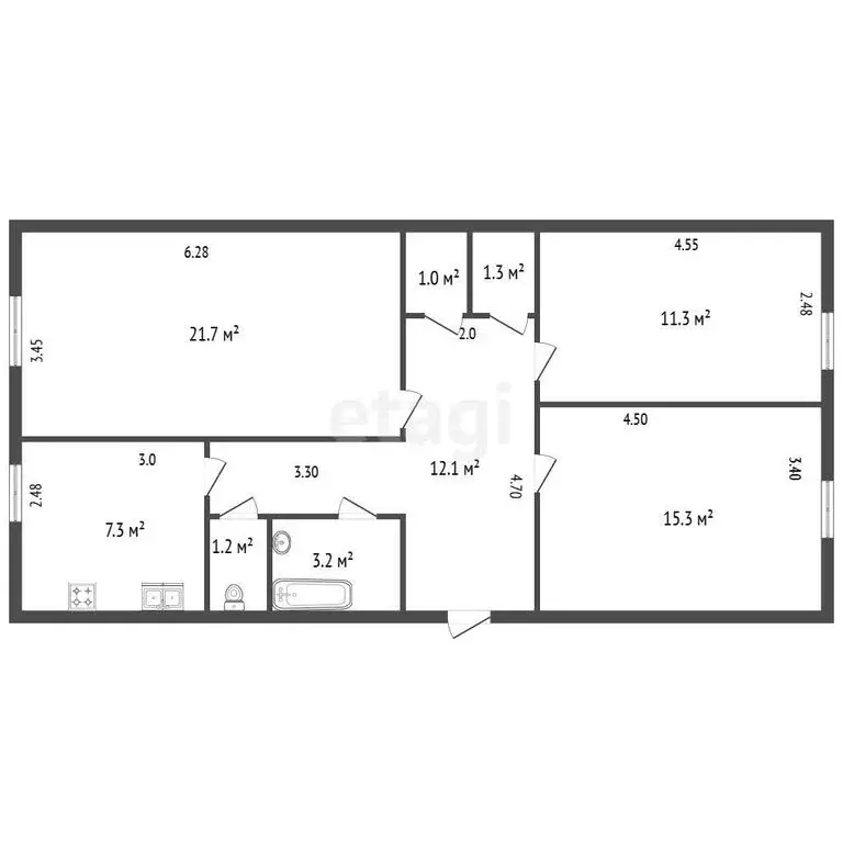 3-комнатная квартира: Санкт-Петербург, улица Чапаева, 21 (75 м) - Фото 1