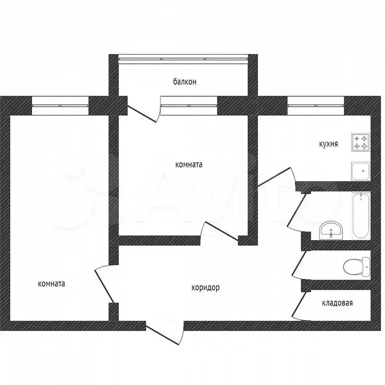 2-к. квартира, 53,5 м, 9/9 эт. - Фото 0