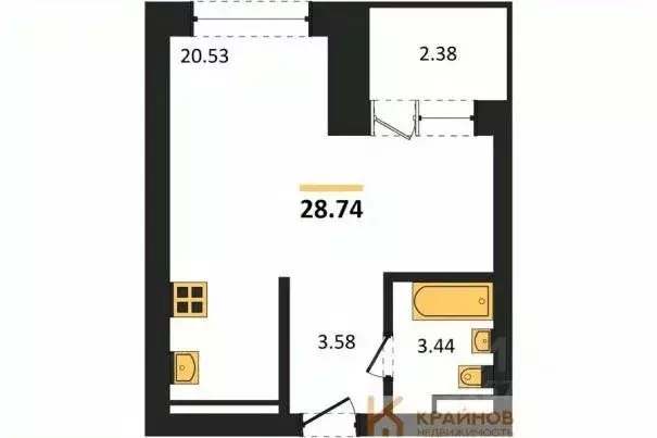 Студия Воронежская область, Воронеж Транспортная ул., 58 (28.74 м) - Фото 0