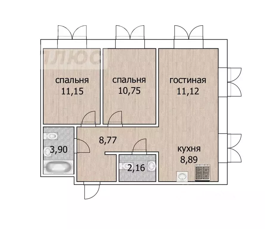 3-к кв. Башкортостан, Уфа ул. Минигали Губайдуллина, 2 (56.7 м) - Фото 1