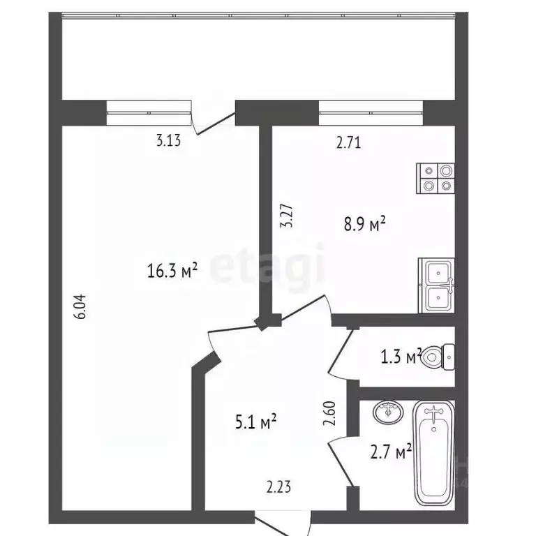 1-к кв. Тюменская область, Тюмень ул. Шишкова, 16/1 (34.3 м) - Фото 1