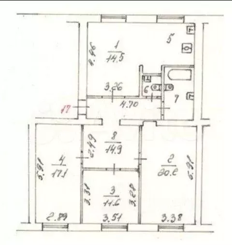 3-к. квартира, 94,3 м, 2/5 эт. - Фото 0