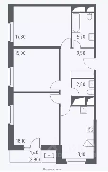 3-к кв. Московская область, Красногорск ул. Липовой Рощи, 6к2 (82.7 м) - Фото 2