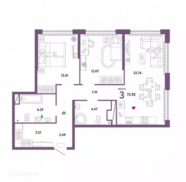 Продаётся 3-к квартира, 72.9 м - Фото 1
