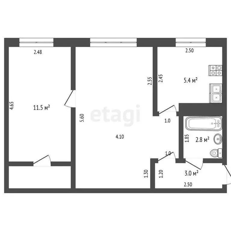 2-комнатная квартира: Белгород, Железнодорожная улица, 129 (54 м) - Фото 1