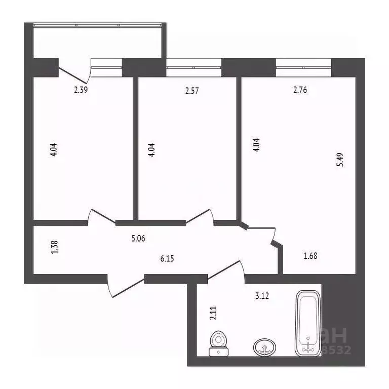 2-к кв. Красноярский край, Красноярск Судостроительная ул., 27а (51.0 ... - Фото 2