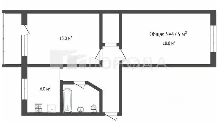 2-к кв. Алтайский край, Барнаул Пролетарская ул., 188 (47.5 м) - Фото 1