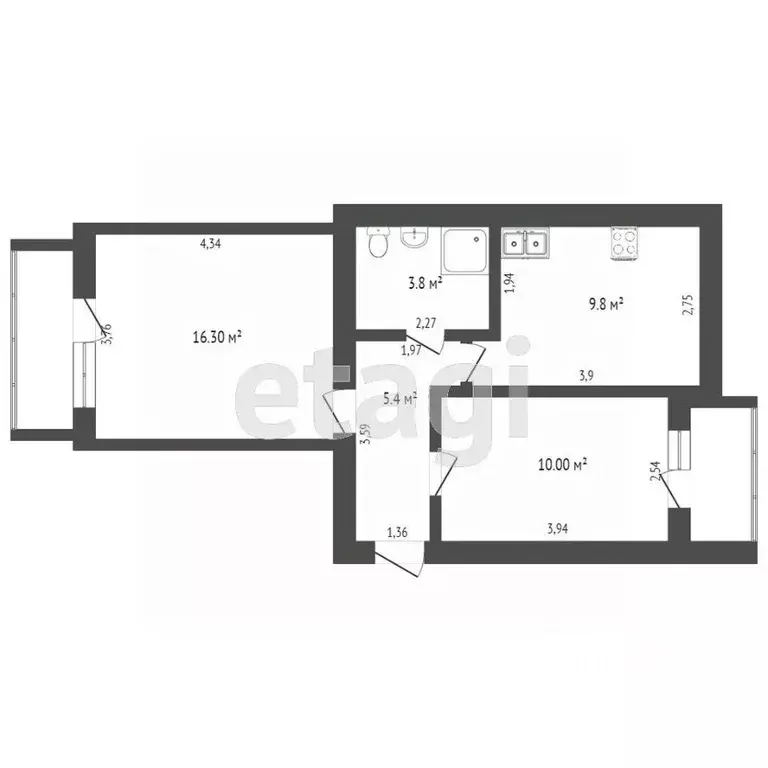 2-к кв. Хабаровский край, Хабаровск Индустриальная ул., 1 (45.2 м) - Фото 1