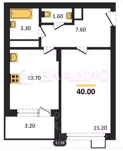 1-к кв. Воронежская область, Воронеж бул. Содружества, 5к1 (40.0 м) - Фото 2