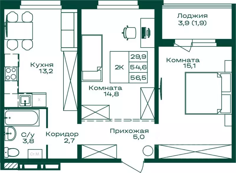 2-к кв. Алтай, Майминский район, с. Майма Алтайская ул., 2к4 (56.5 м) - Фото 1