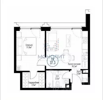 1-к кв. Москва Волгоградский просп., 32/5к3 (36.8 м) - Фото 2