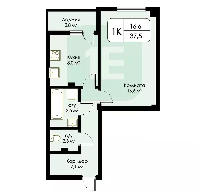 1-к кв. Новосибирская область, Новосибирск Выборная ул., 135 (37.5 м) - Фото 1
