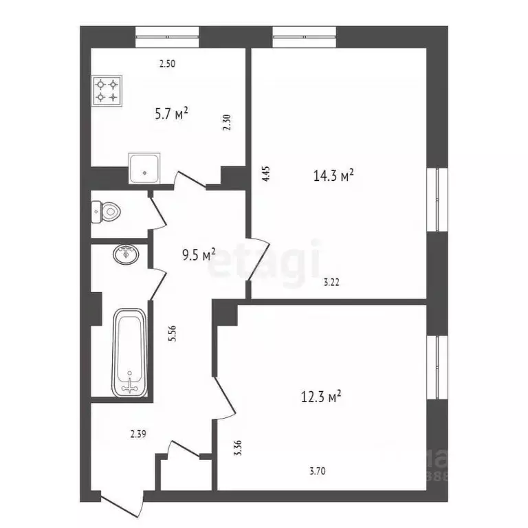 2-к кв. Красноярский край, Красноярск Шелковая ул., 5 (47.0 м) - Фото 2