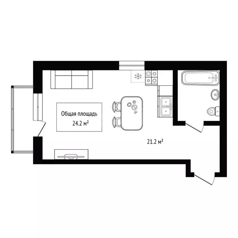 Квартира-студия: Бердск, Гранитная улица, 4 (24.2 м) - Фото 1