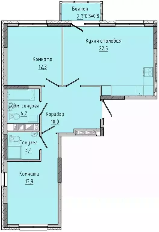 2-к кв. Удмуртия, Ижевск Камбарская ул., 94к2 (66.58 м) - Фото 0