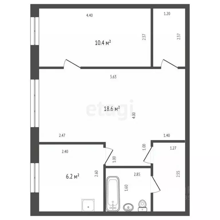 2-к кв. Красноярский край, Красноярск ул. Академика Вавилова, 98 (42.4 ... - Фото 2